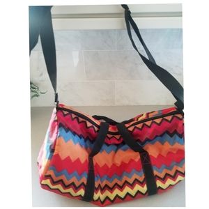 Colorful Nylon Gym Bag with Chevron Design